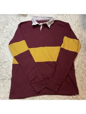 Black Jack Rugby Shirt Mens S Red Yellow Cotton Blend Polo Collared